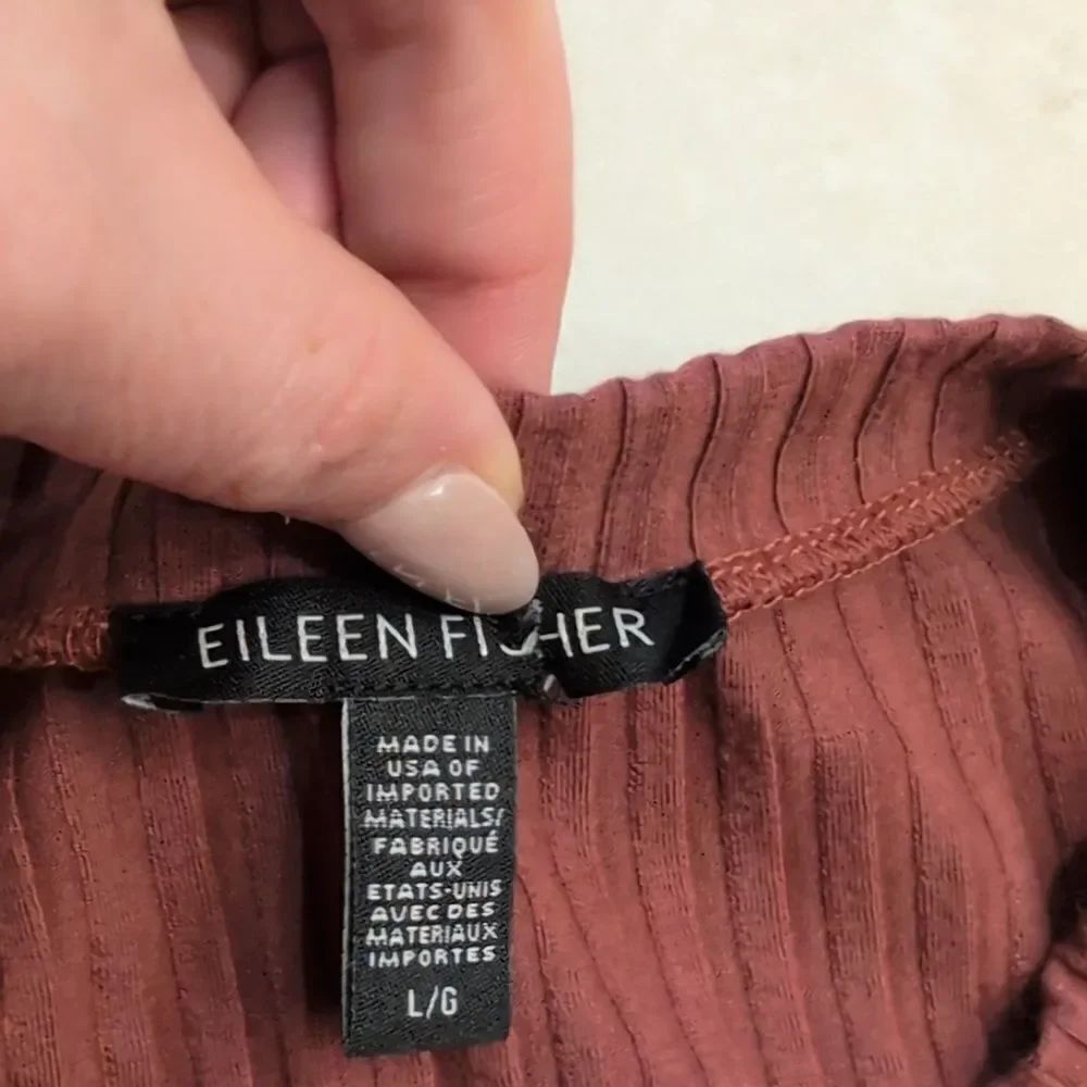 Eileen Fisher Ribbed Crew Neck Dress Terra Cotta size L - Picture 4 of 12